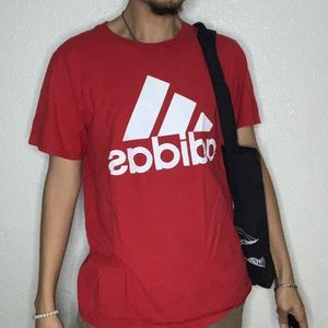 Adidas red and white t-shirt